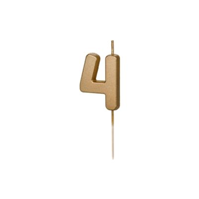 Candela compleanno numero 4 colore ORO METALLIZATO - 4.5 cm