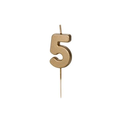 Candela compleanno numero 5 colore ORO METALLIZATO - 4.5 cm