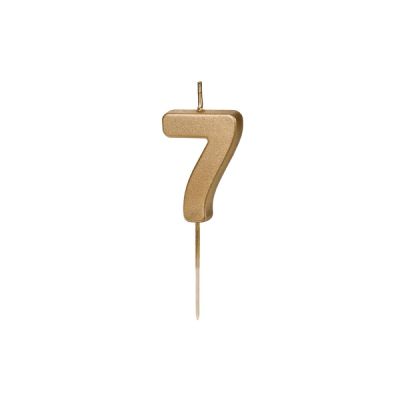 Candela compleanno numero 7 colore ORO METALLIZATO - 4.5 cm