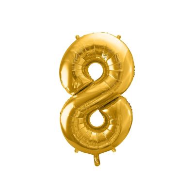 Pallone Palloncino gigante in foil mylar 86 cm NUMERO 8 colore ORO