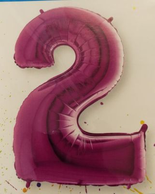 Pallone Palloncino gigante in foil mylar 100 cm NUMERO 2 due FUXIA