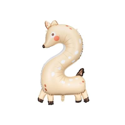 Palloncino FOIL MYLAR numero 2 a forma di CERBIATTO 65x102 cm