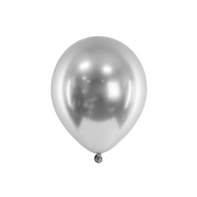 5 PZ Palloncino GLOSSY a specchio ARGENTO - 45 cm