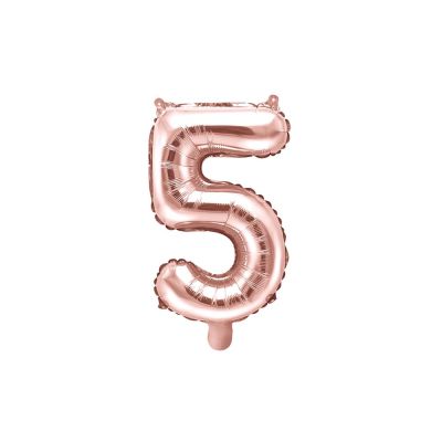 Palloncino FOIL MYLAR numero 5 ROSA GOLD 35 cm