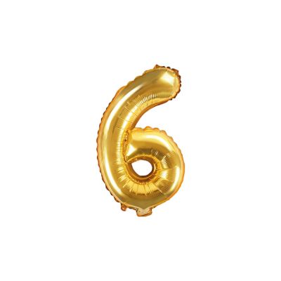 Palloncino FOIL MYLAR numero 6 ORO 35 cm