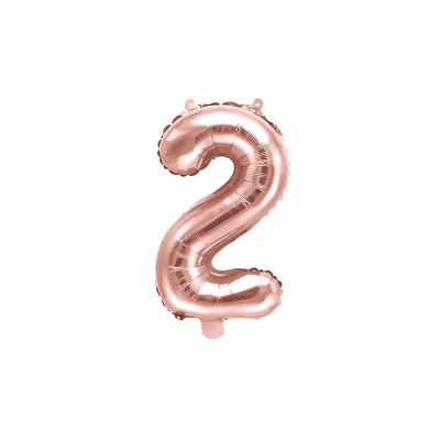 Palloncino FOIL MYLAR numero 2 ROSA GOLD 35 cm
