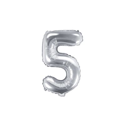 Palloncino FOIL MYLAR numero 5 ARGENTO 35 cm