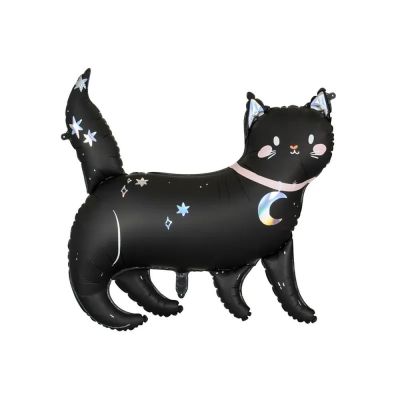 Palloncino FOIL MYLAR forma di GATTO NERO con ciondolo LUNA 96x95 cm
