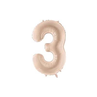 Palloncino FOIL MYLAR numero 3 colore BEIGE - 72 CM