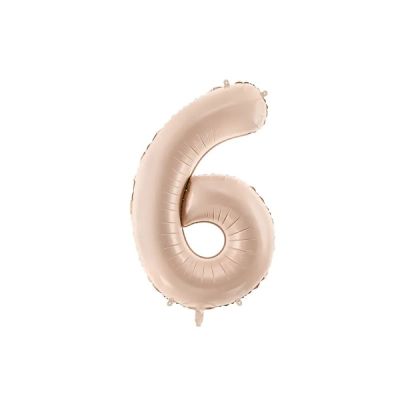 Palloncino FOIL MYLAR numero 6 colore BEIGE - 72 CM