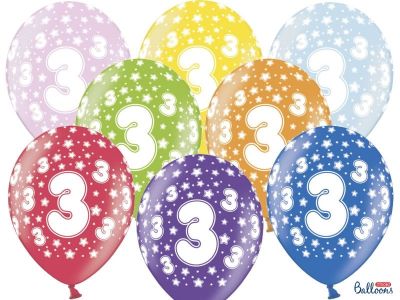 6 PALLONCINI lattice 30 cm numero 3 COMPLEANNO 3 ANNI
