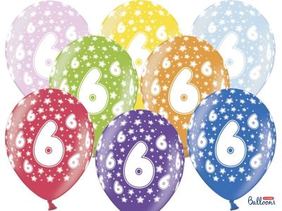 6 PALLONCINI lattice 30 cm numero 6 COMPLEANNO 6 ANNI