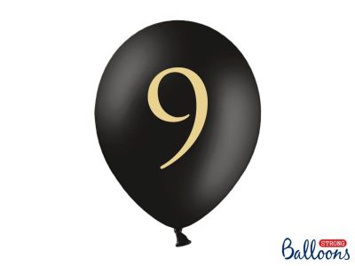 50 PEZZI Palloncini Palloncino Lattice 30 cm NERO con stampa oro NUMERO