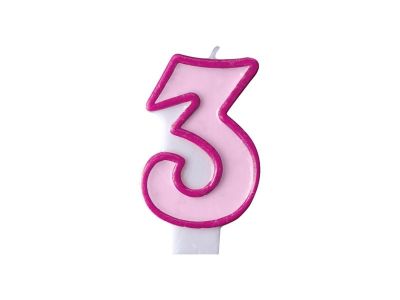 Candela compleanno ROSA numero 3 TRE da 7 cm