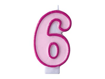 Candela compleanno ROSA numero 6 SEI da 7 cm