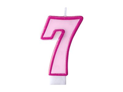 Candela compleanno ROSA numero 7 SETTE da 7 cm