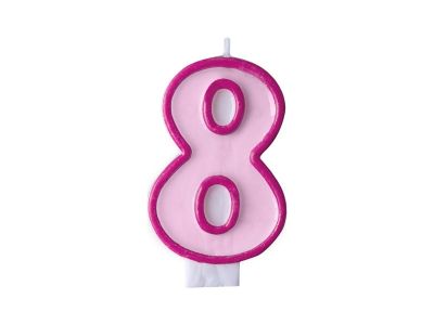 Candela compleanno ROSA numero 8 OTTO da 7 cm