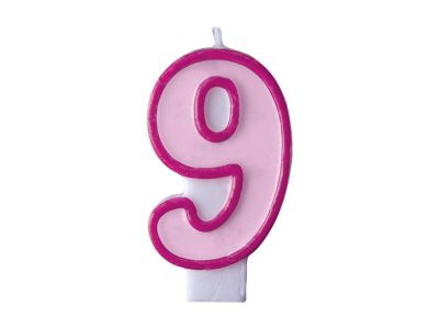 Candela compleanno ROSA numero 9 NOVE da 7 cm