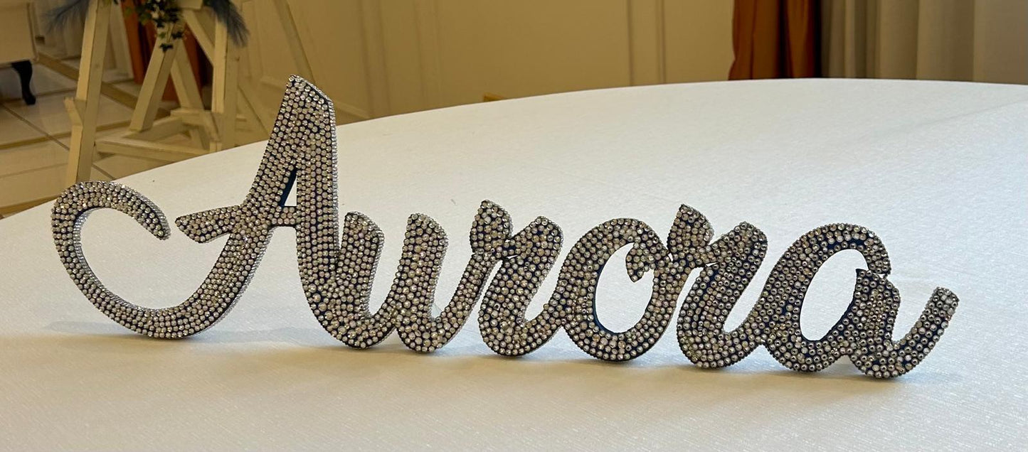 Scritta in Legno personalizzata con glitter