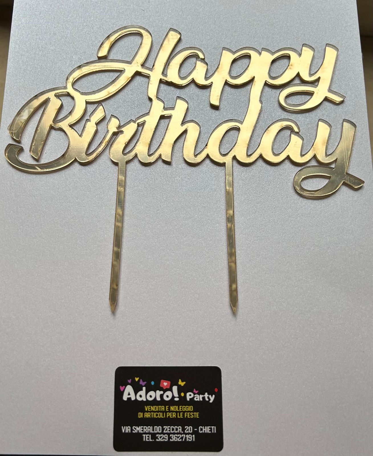 Cake Topper “Happy Birthday” – Colore Personalizzato