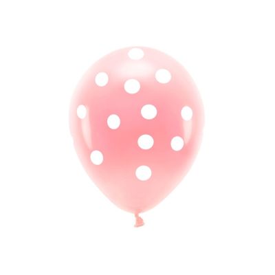 6 PZ Palloncino lattice ecologico 33 cm ROSA BABY pastello POIS Bianco