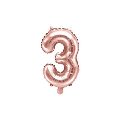 Palloncino FOIL MYLAR numero 3 ROSA GOLD 35 cm