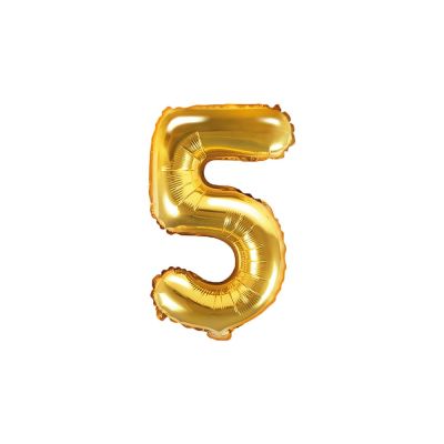 Palloncino FOIL MYLAR numero 5 ORO 35 cm
