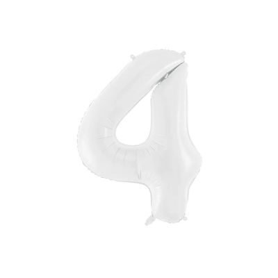Palloncino FOIL MYLAR numero 4 colore BIANCO da 86 cm