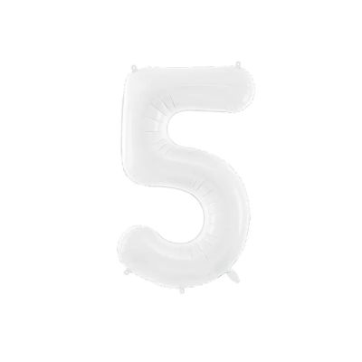 Palloncino FOIL MYLAR numero 5 colore BIANCO da 86 cm