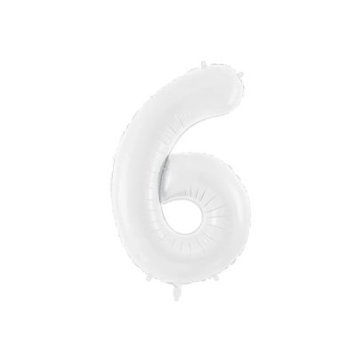 Palloncino FOIL MYLAR numero 6 colore BIANCO da 86 cm