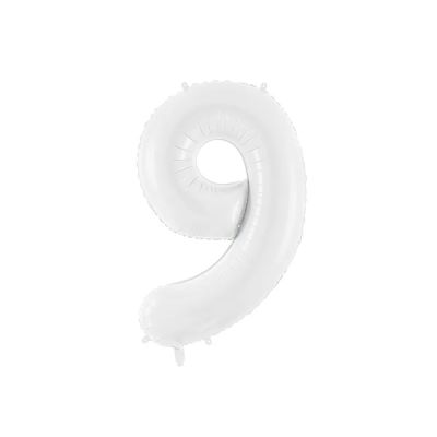 Palloncino FOIL MYLAR numero 9 colore BIANCO da 86 cm