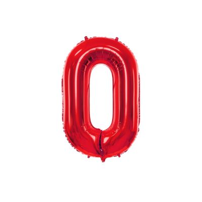 Pallone Palloncino gigante in Foil Mylar NUMERO 0 ZERO 86 cm ROSSO