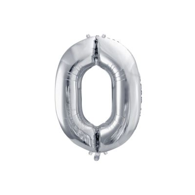 Pallone Palloncino gigante in foil mylar 86 cm NUMERO 0 colore ARGENTO