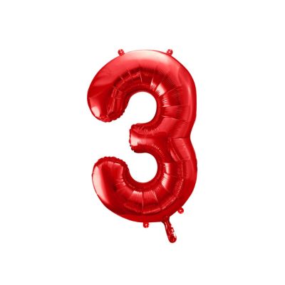 Pallone Palloncino gigante in Foil Mylar NUMERO 3 TRE 86 cm ROSSO
