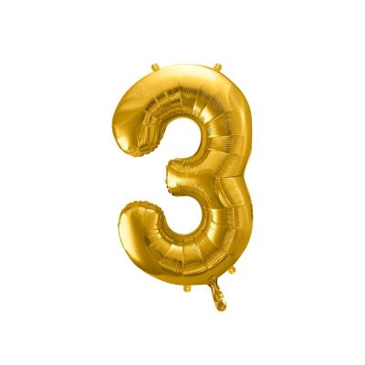 Pallone Palloncino gigante in foil mylar 86 cm NUMERO 3 colore ORO