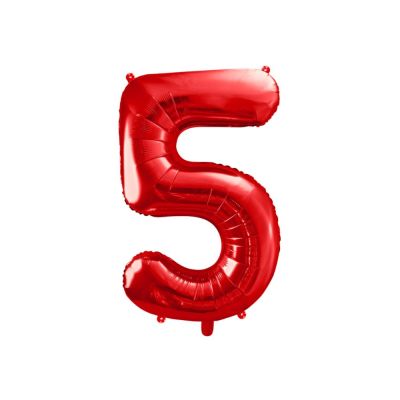 Pallone Palloncino gigante in Foil Mylar NUMERO 5 CINQUE 86 cm ROSSO