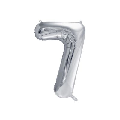 Pallone Palloncino gigante in foil mylar 86 cm NUMERO 7 colore ARGENTO