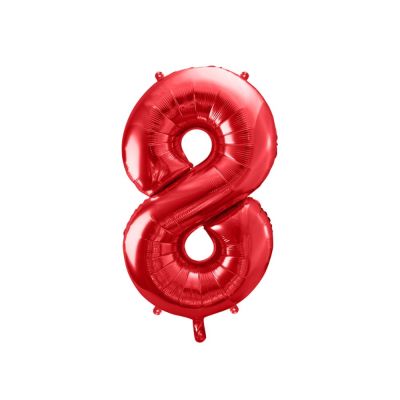 Pallone Palloncino gigante in Foil Mylar NUMERO 8 OTTO 86 cm ROSSO