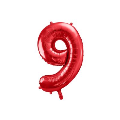Pallone Palloncino gigante in Foil Mylar NUMERO 9 NOVE 86 cm ROSSO