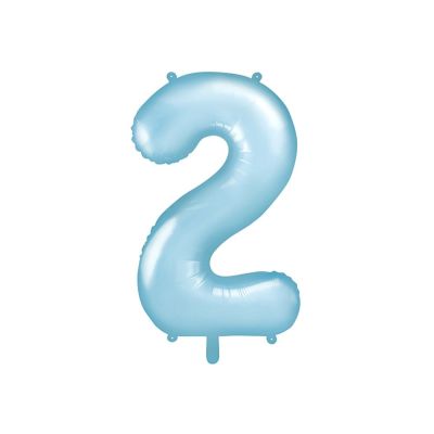 Palloncino in foil mylar numero DUE 2 CELESTE da 86 cm