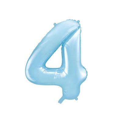 Palloncino in foil mylar numero QUATTRO 4 CELESTE da 86 cm
