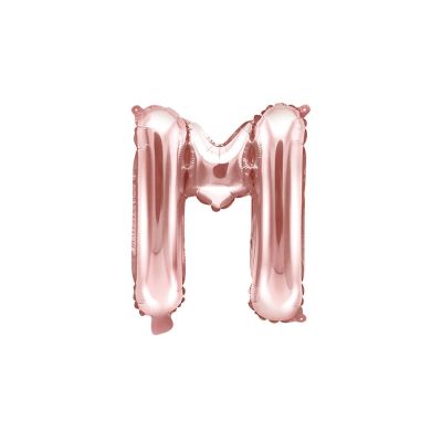 Palloncino FOIL MYLAR ROSA GOLD lettera M cm 35