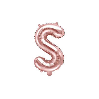 Palloncino FOIL MYLAR ROSA GOLD lettera S cm 35