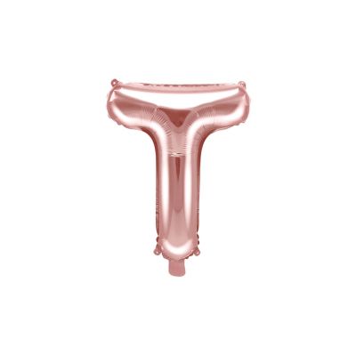 Palloncino FOIL MYLAR ROSA GOLD lettera T cm 35
