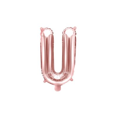 Palloncino FOIL MYLAR ROSA GOLD lettera U cm 35