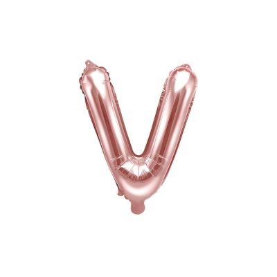 Palloncino FOIL MYLAR ROSA GOLD lettera V cm 35