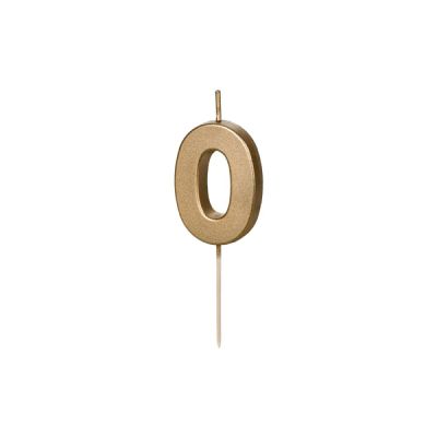 Candela compleanno numero 0 colore ORO METALLIZATO - 4.5 cm
