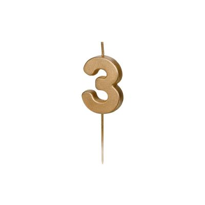 Candela compleanno numero 3 colore ORO METALLIZATO - 4.5 cm
