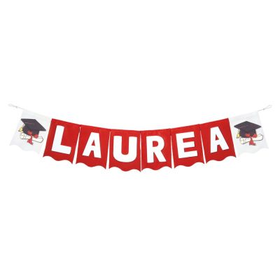 Festone LAUREA in tessuto e legno da appendere Allestimento Festa