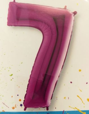 Pallone Palloncino gigante in foil mylar NUMERO 7 sette FUXIA 100 cm